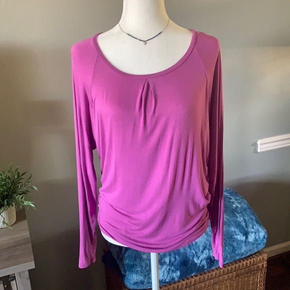 Fuschia Pleated Dolman Top - Picture 1 of 7